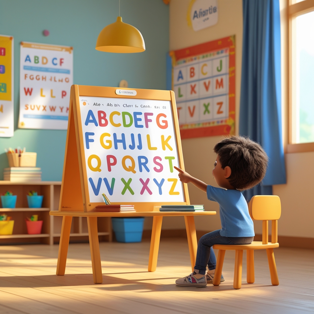 phoenix 10 a 3d pixarstyle classroom where one child sits at a 3